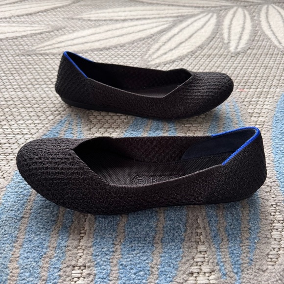 Rothy’s Women’s The Flat Knit Honeycomb Black/Blue Halo Slip-On Shoe Size 8 - Picture 3 of 7